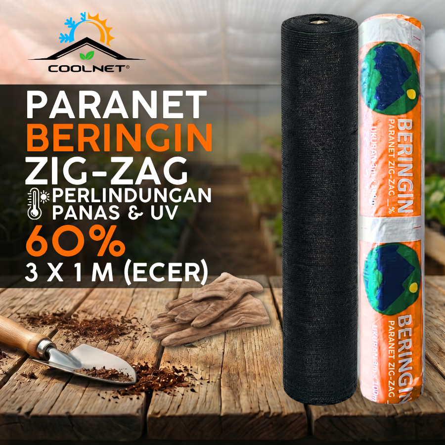 PARANET TANAMAN JARING PARANET / Jaring Peneduh ANTI UV  BERINGIN ZIG-ZAG 60% LEBAR 3 METER - ECERAN