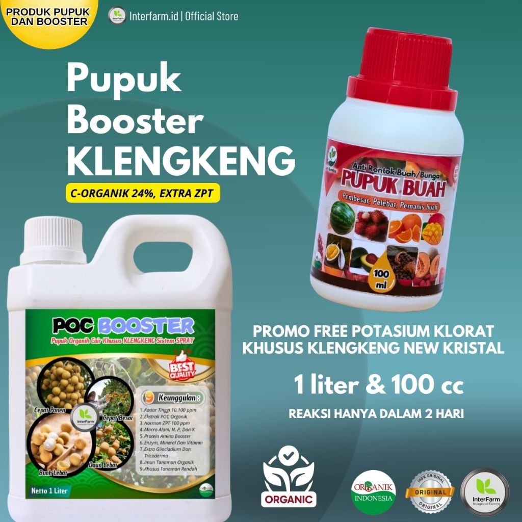 Pupuk pelebat buah klengkeng dengan EXTRA potasium klorat 100cc, POC BOOSTER Cair untuk klengkeng 1L