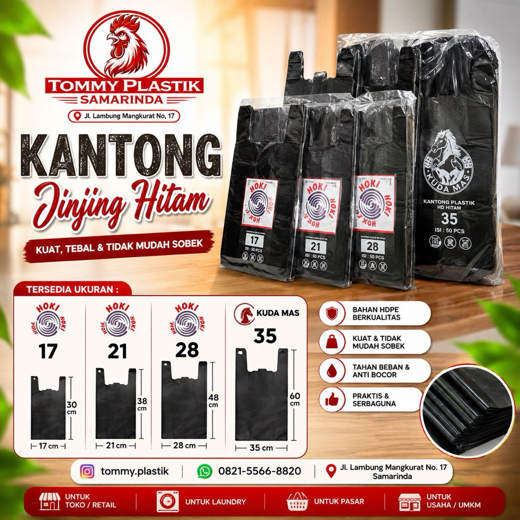 Plastik Hitam / Kresek Hitam Aneka Ukuran - Pack