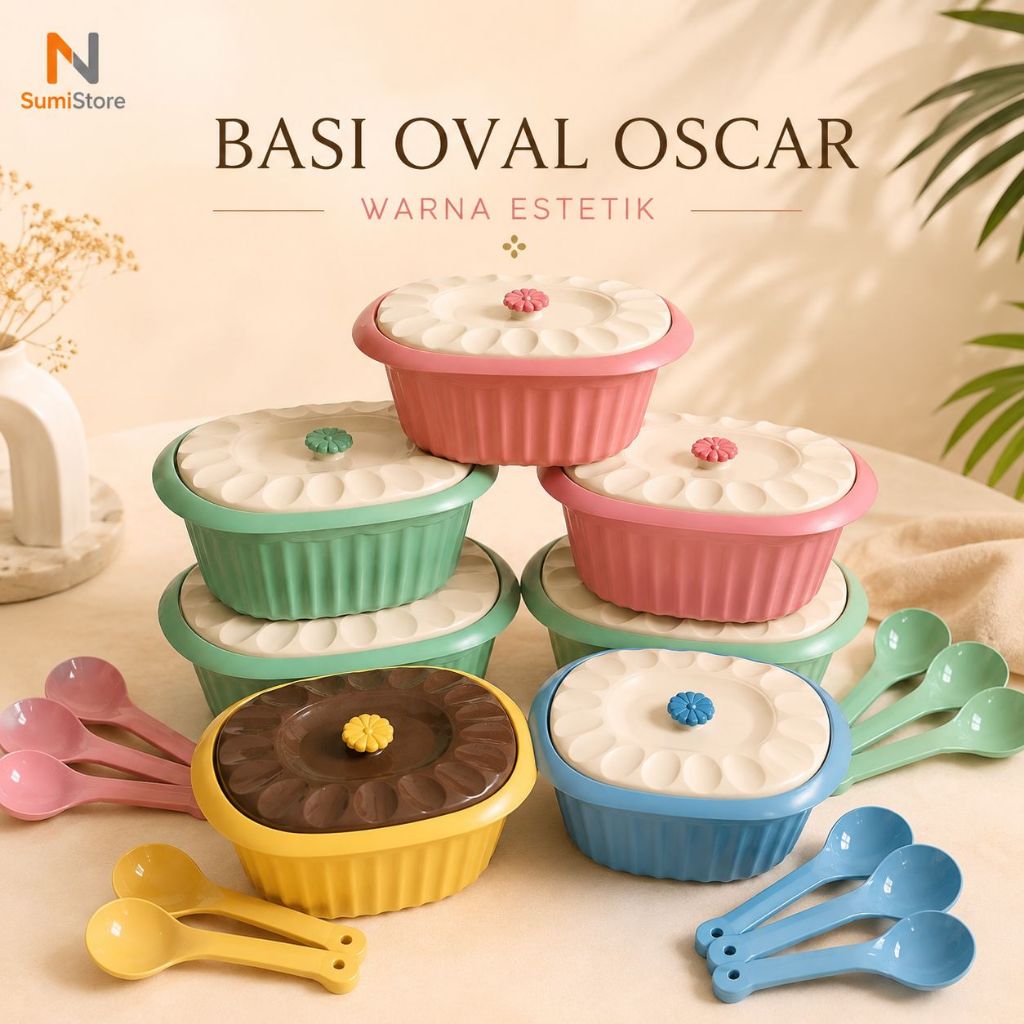 GROSIR Basi Prasmanan Oscar Gold isi 6pcs + irus 6pcs Basi Oval Tempat Lauk Prasmanan