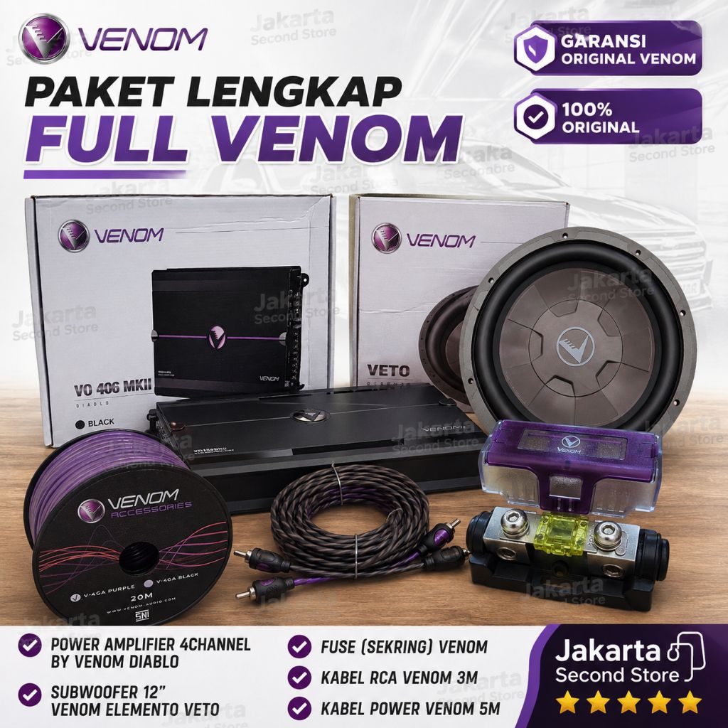Paket Lengkap Sound System Mobil FULL VENOM - Lengkap Siap Pasang