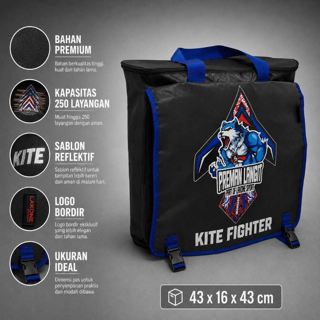 Tas Layangan Cordura Premium Anti Air Muat 250 Layang-layang
