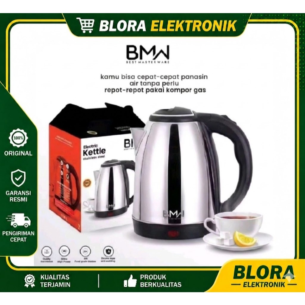 Teko Ketel Listrik BMW- Electric Kettle Stainless 2 Liter