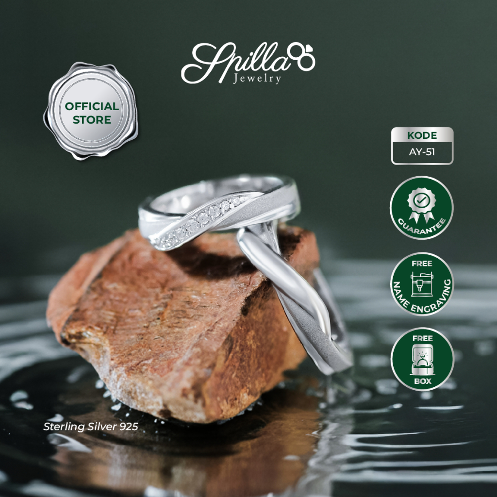 Spilla Jewelry AY-51  [New] Cincin Couple Perak Free Ukiran