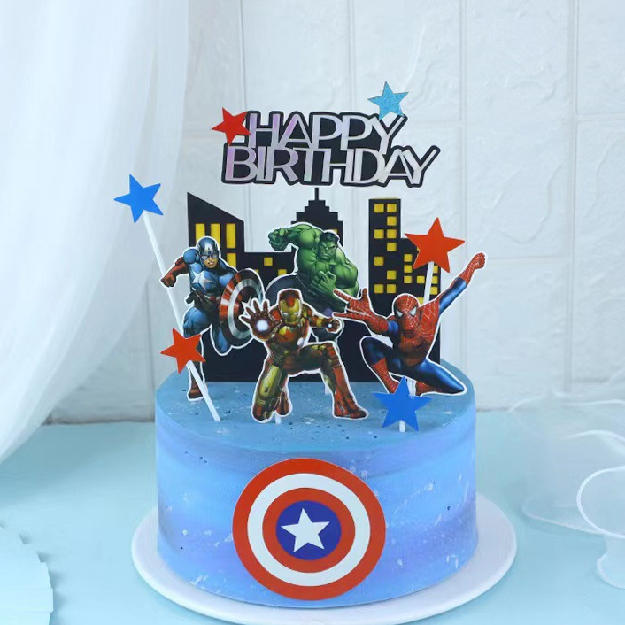 Topper Super hero Kertas, Hiasan Kue Kertas Super hero Ekonomis