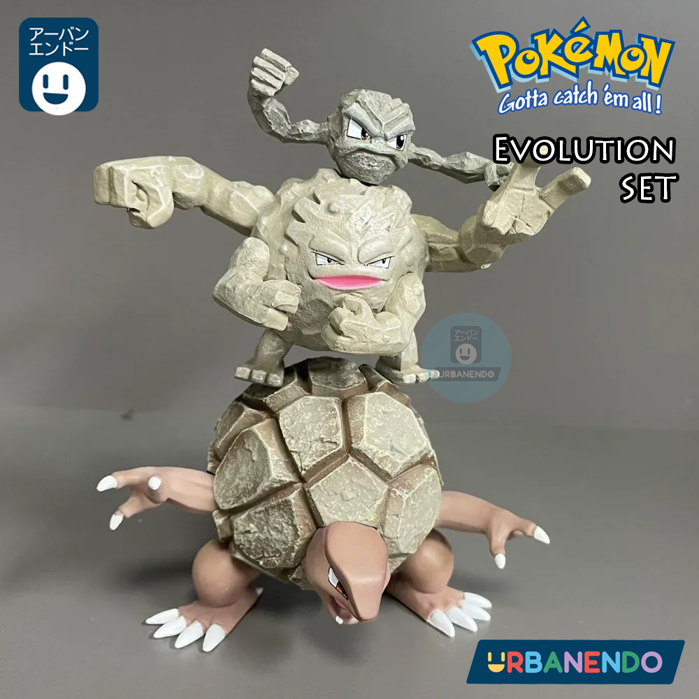 [URBANENDO] Evolution Set Geodude Graveler Golem Action Figure Pokemon Mainan Pajangan