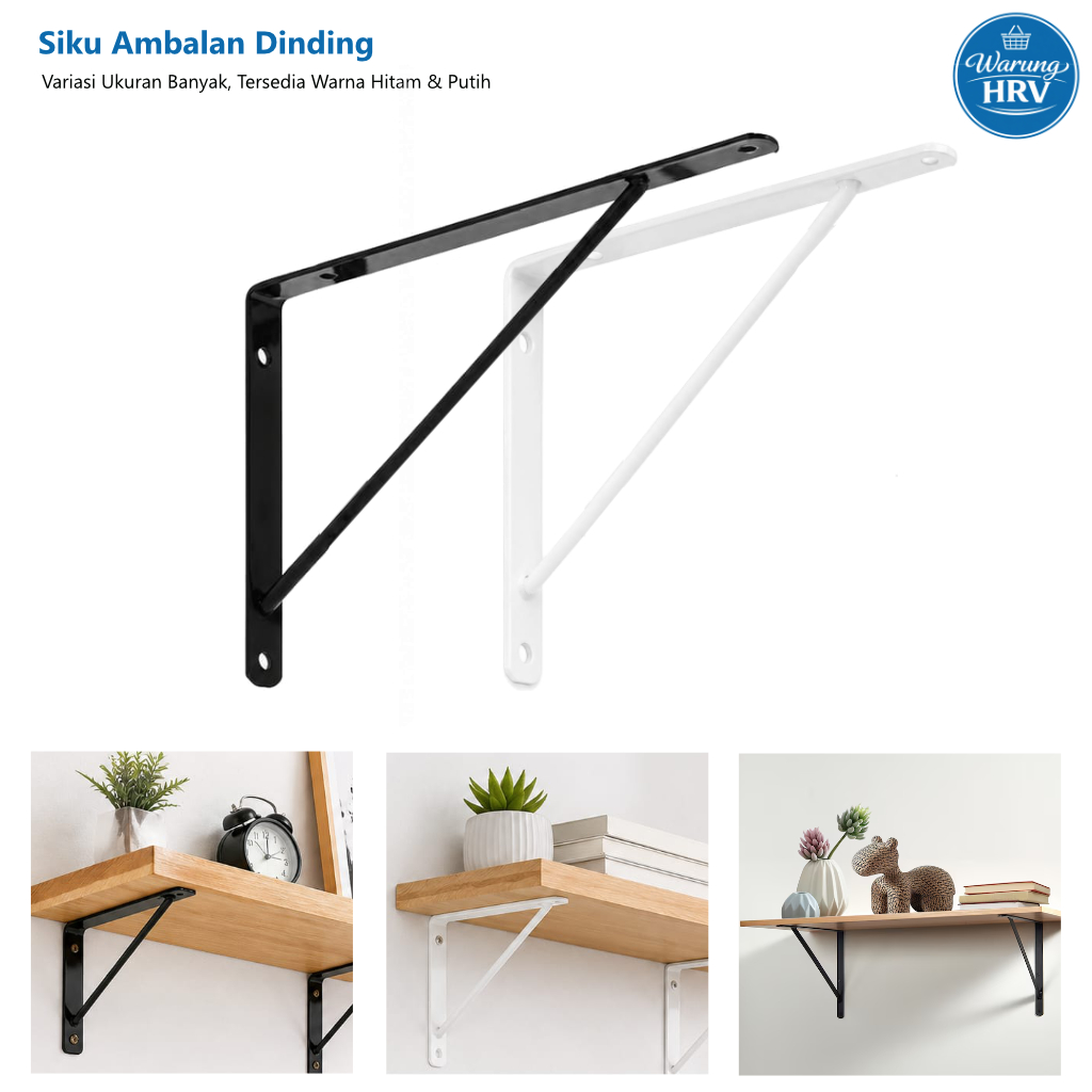 Siku Besi Ambalan Dinding / Siku Penyangga Rak Dinding / Siku Besi Penyangga - Model L