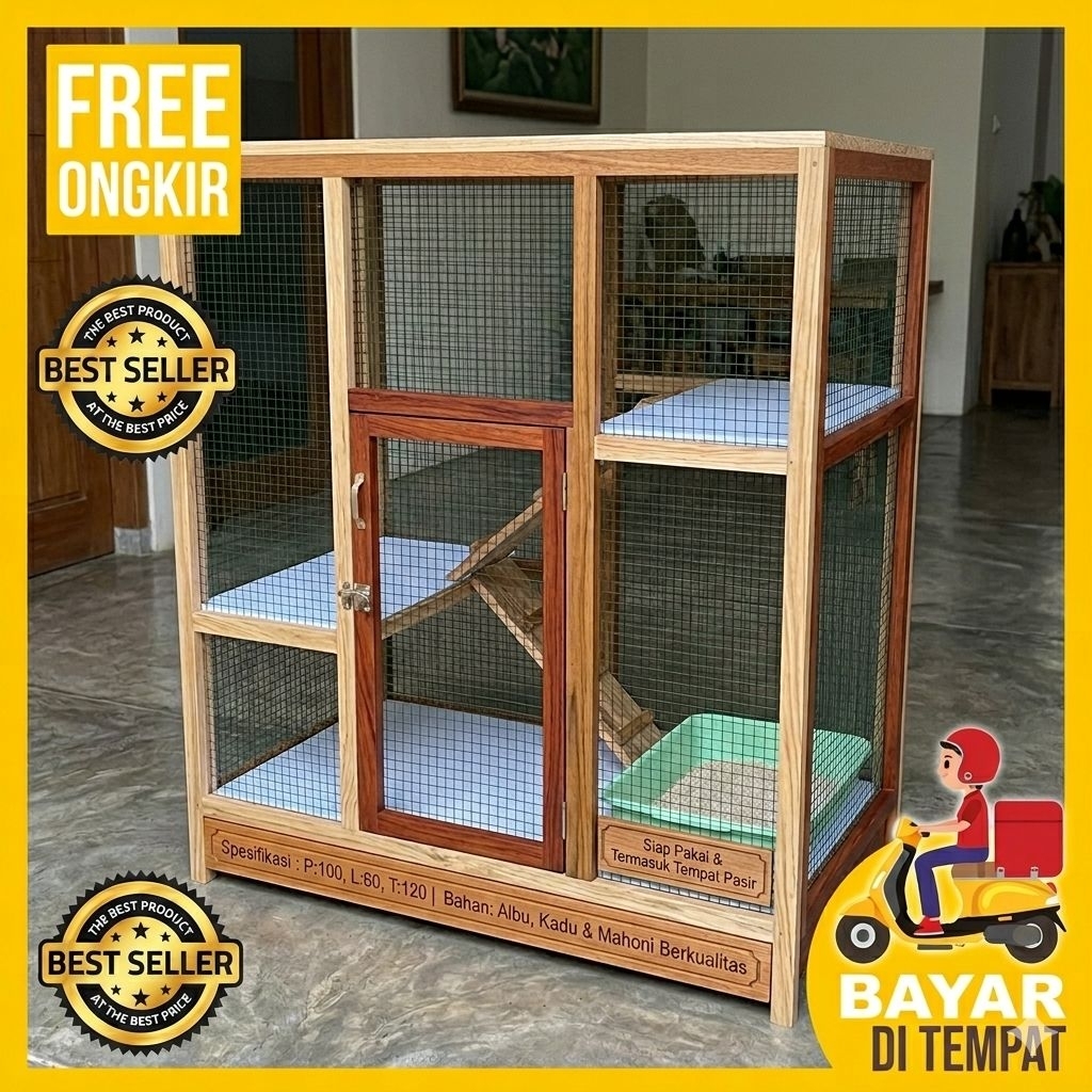 Kandang Kucing besar / kandang kucing 3 lantai / kandang kucing kayu BL909