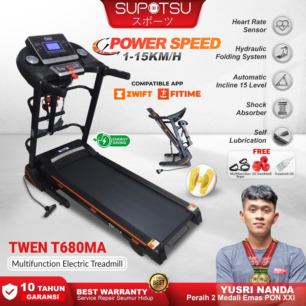 TWEN T680MA Treadmill Elektrik Treadmill Listrik Treadmill Multifungsi Treadmill Murah Treadmil