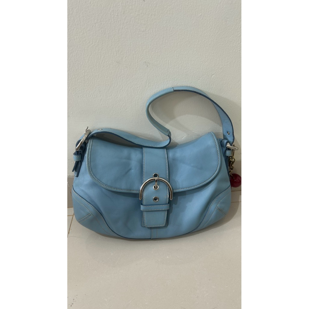 coach soho flap light blue