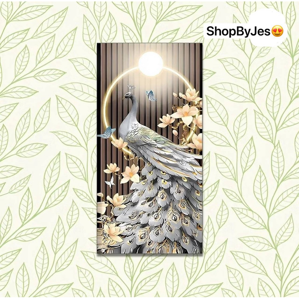 Dekorasi Kamar Aesthetic | Pajangan Dinding Aesthetic | Burung Merak Emas