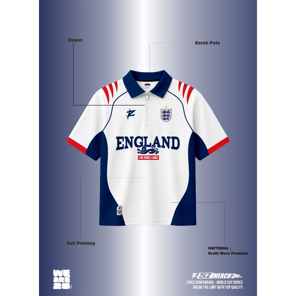 STRIZ - JERSEY FANTASY TIMNAS INGGRIS EDISI PIALA DUNIA