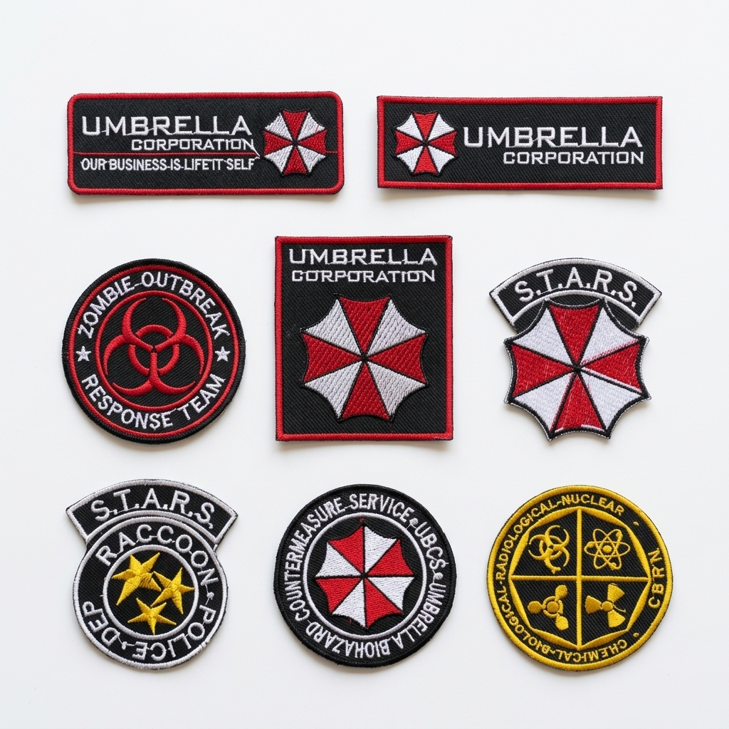 Patch Bordir Umbrella Corporation, Logo CBRN, Badge Bordir Komputer
