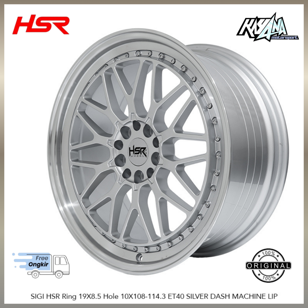 4Pcs Velg Racing HSR SIGI R19 Pcd 5x108/5x114,3 Lebar 8,5 ET 40 Silver Buat Mobil Civic Omoda Innova