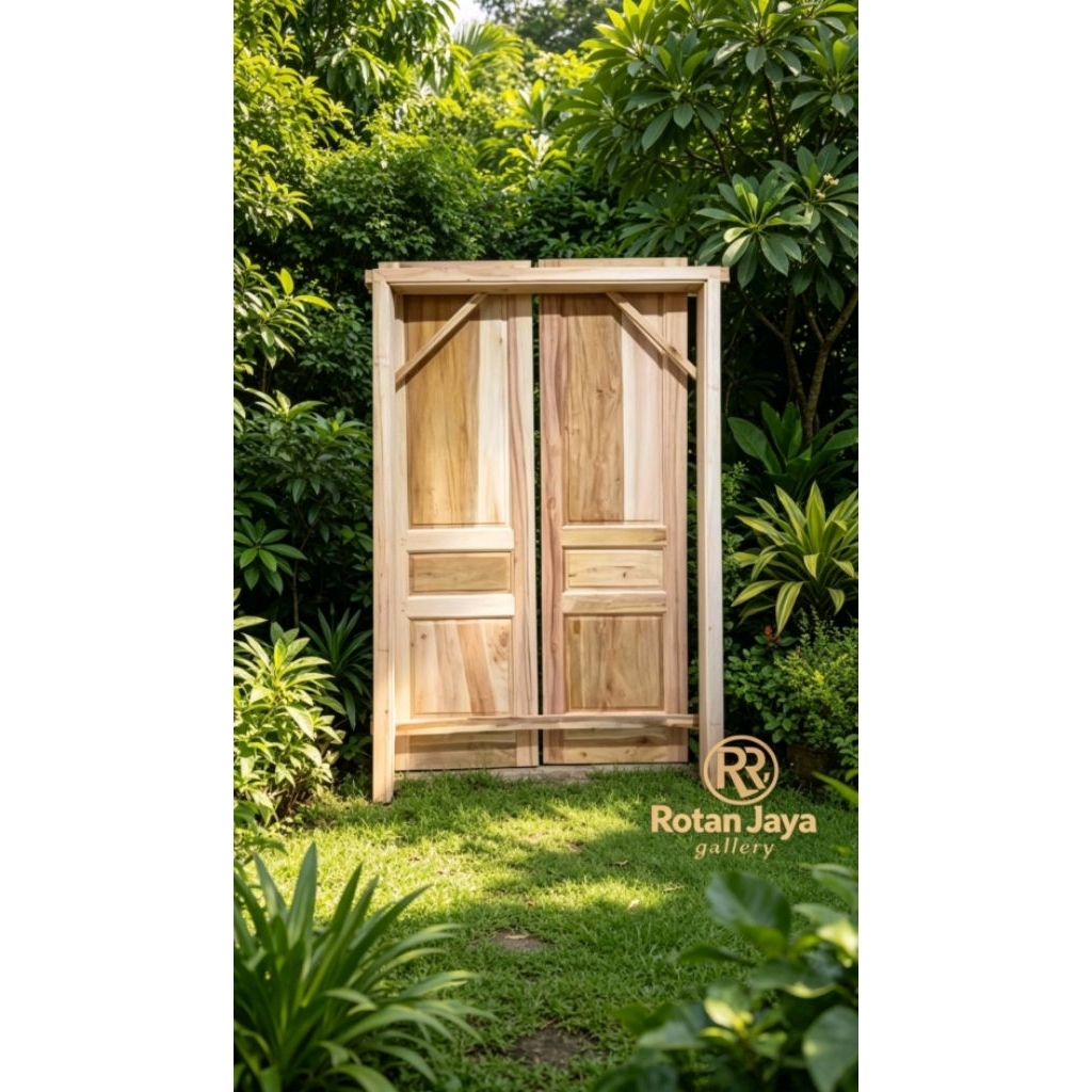 pintu depan pintu 2 + kusen kayu mahoni.
