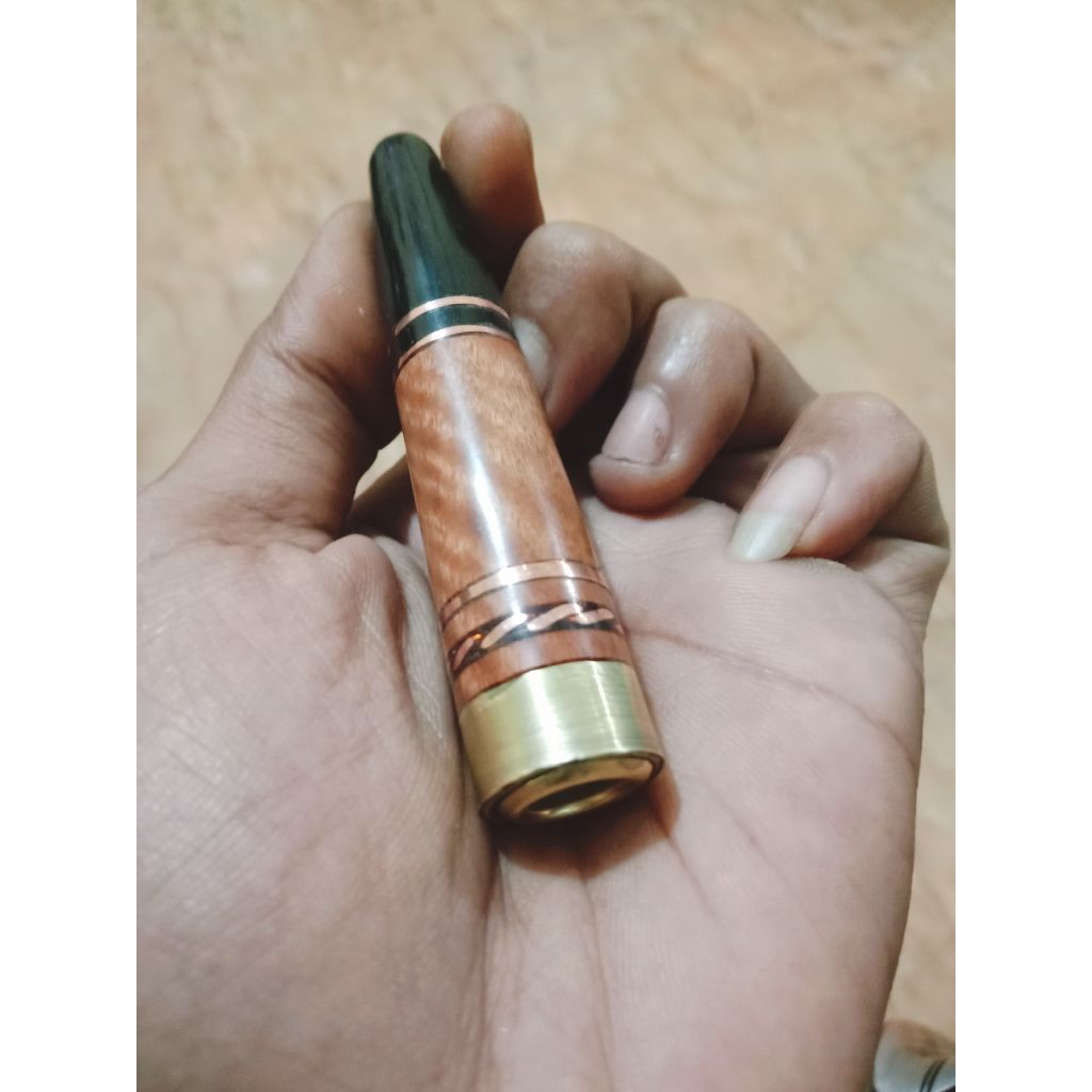 once pipa rokok berkualitas bahan kayu stigi barik kombinasi kelor hitam