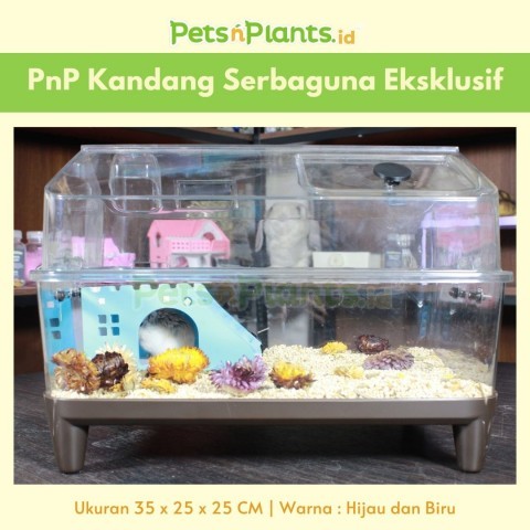 PnP STUDIO - Kandang Eksklusif Serbaguna Hamster Gecko Small Pets 35 x 25 x 25 CM
