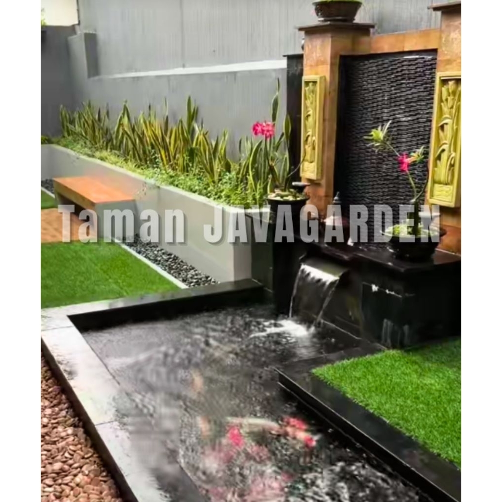 Kolam Ikan Minimalis kombinasi taman minimalis