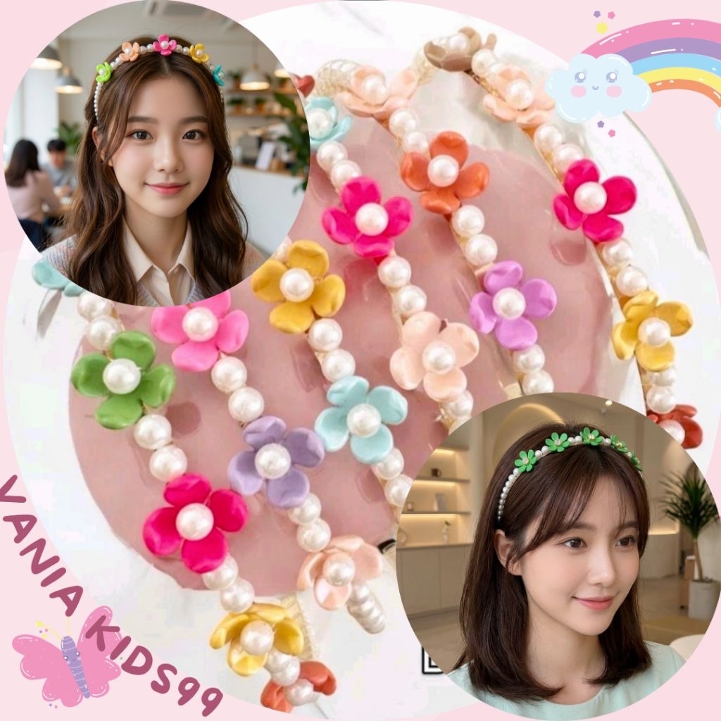 Vania Kids99 Bando Mutiara hijab bunga Bando bunga