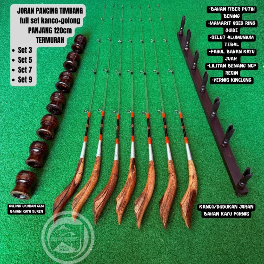 Joran pancing/joran timbang fullset kanco dan golong/panjang  120cm fiber bening