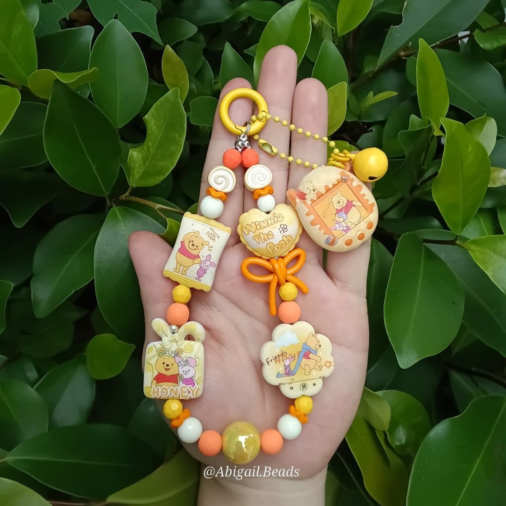 [Abigail.Beads] Gantungan HP Winnie The Pooh / Phone Strap Lanyard Manik Winnie The Pooh Tigger Eeyo