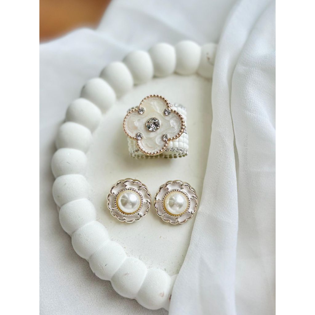 Kolong hijab mix anting hijab anting jepit isi 3 ring hijab lentur bisa buka tutup premium earrings 