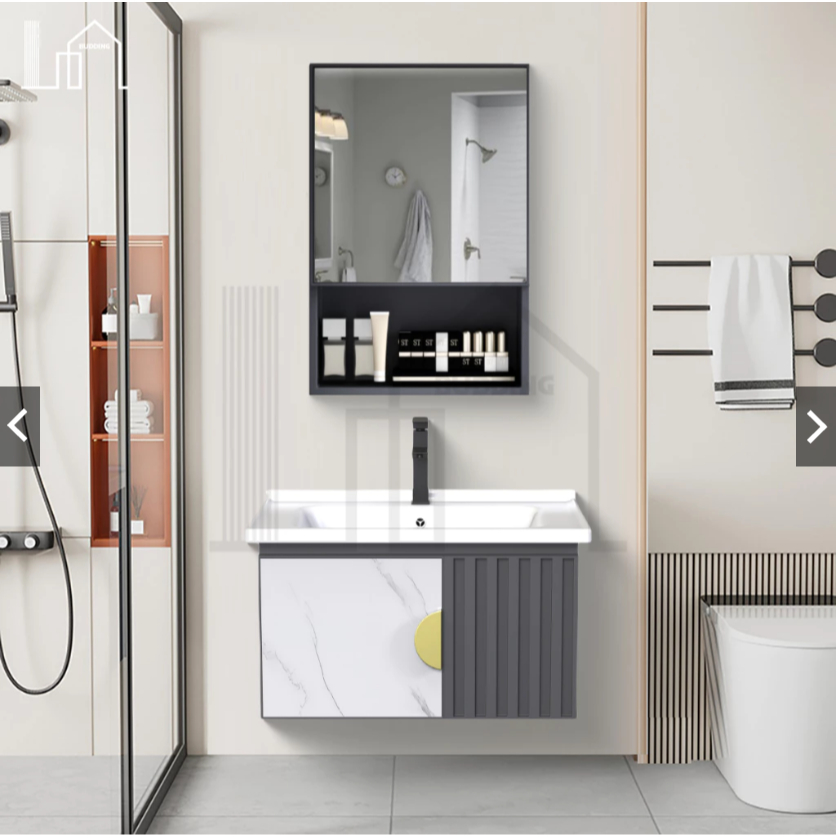 100% Full Aluminium / Set Kabinet wastafel kamar mandi Modern/Wastafel cuci tangan/Kabinet cermin ka