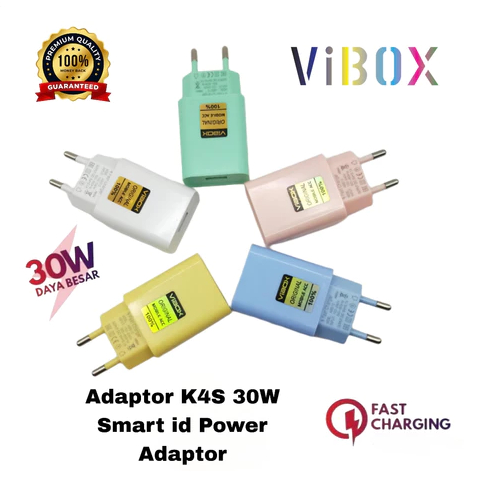 (1pc) Batok 30w Vibox Macaron Adapter Charger VB-K4s 3.1A 1Usb Universal For Hp Android Smartphone [