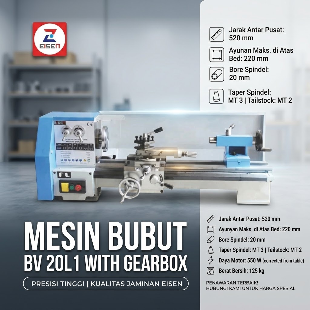 EISEN BV20-1L Mesin Bubut Besi (Bench Lathe)