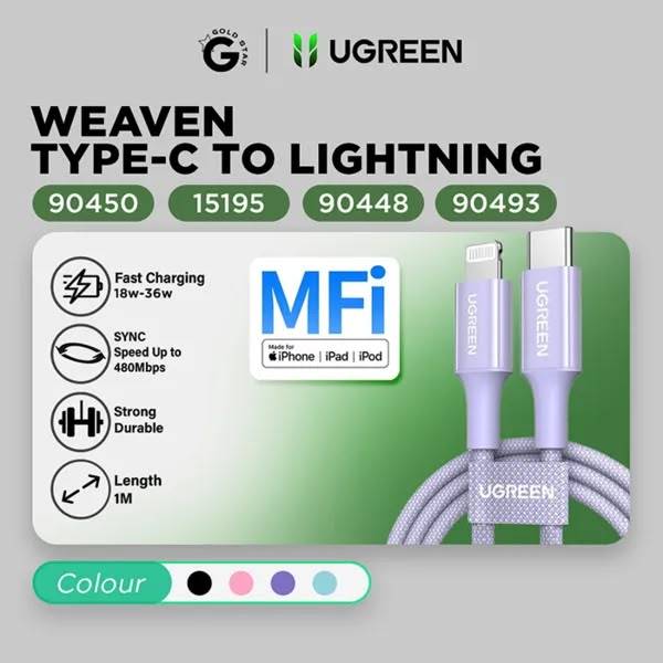 UGREEN CABLE WEAVEN C TO L 18-36W 90448 / 90493 / 15195