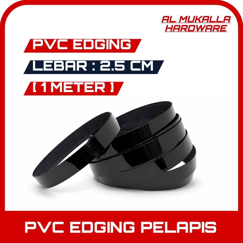 PVC Edging INOX - Edging HPL 25mm Black Glossy - Edging PVC 1 Meter