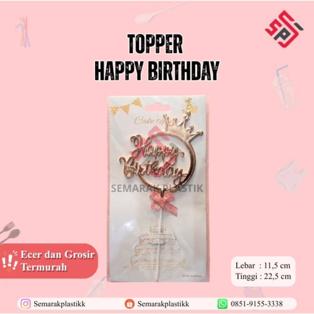 Topper Kue Tulisan Happy Birthday dan Happy Anniversary