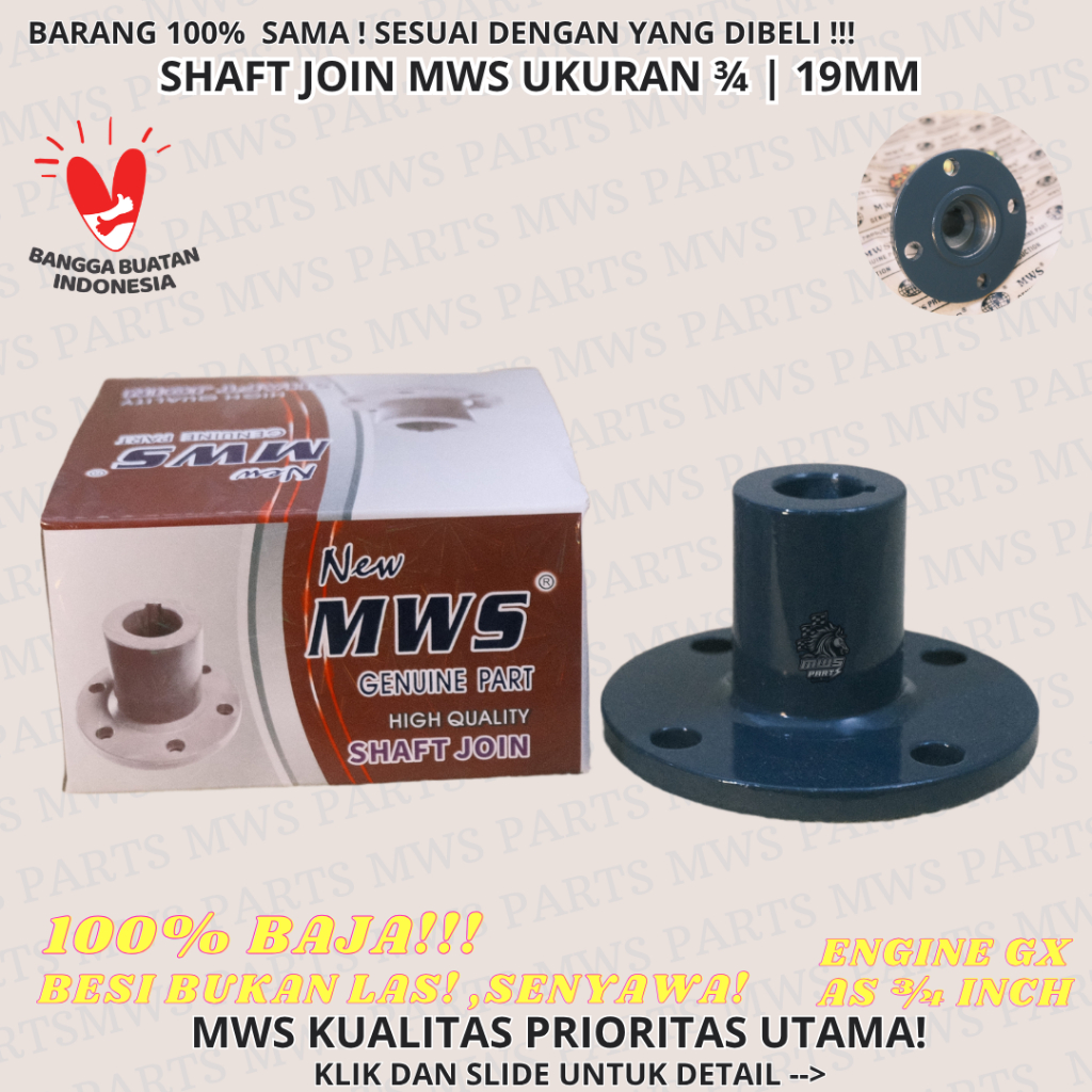 3/4" SHAFT JOIN MWS ASLI BAJA DAN SENYAWA SAMBUNGAN KONEKTOR AS MESIN KE AS KAPAL JOIN PLENDES KOPLI