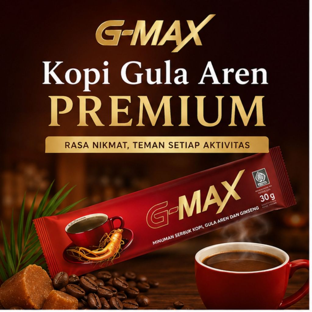 GMAX Kopi Herbal Penambah Energy & Kekuatan Alami 1 Box Isi 10 Sachet Bpom