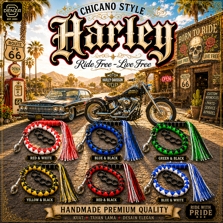 Cholo Style Harley Whip Leather Braided Untuk Ape Hanger