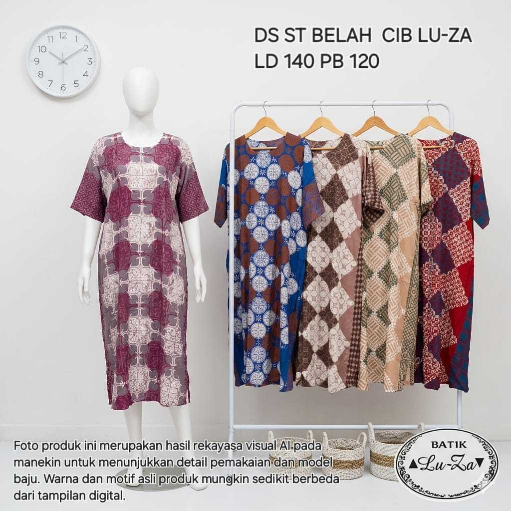 Daster Motif Kekinian Luza Stali Belah Jumbo LD 140 Lengan Pendek Bahan Adem