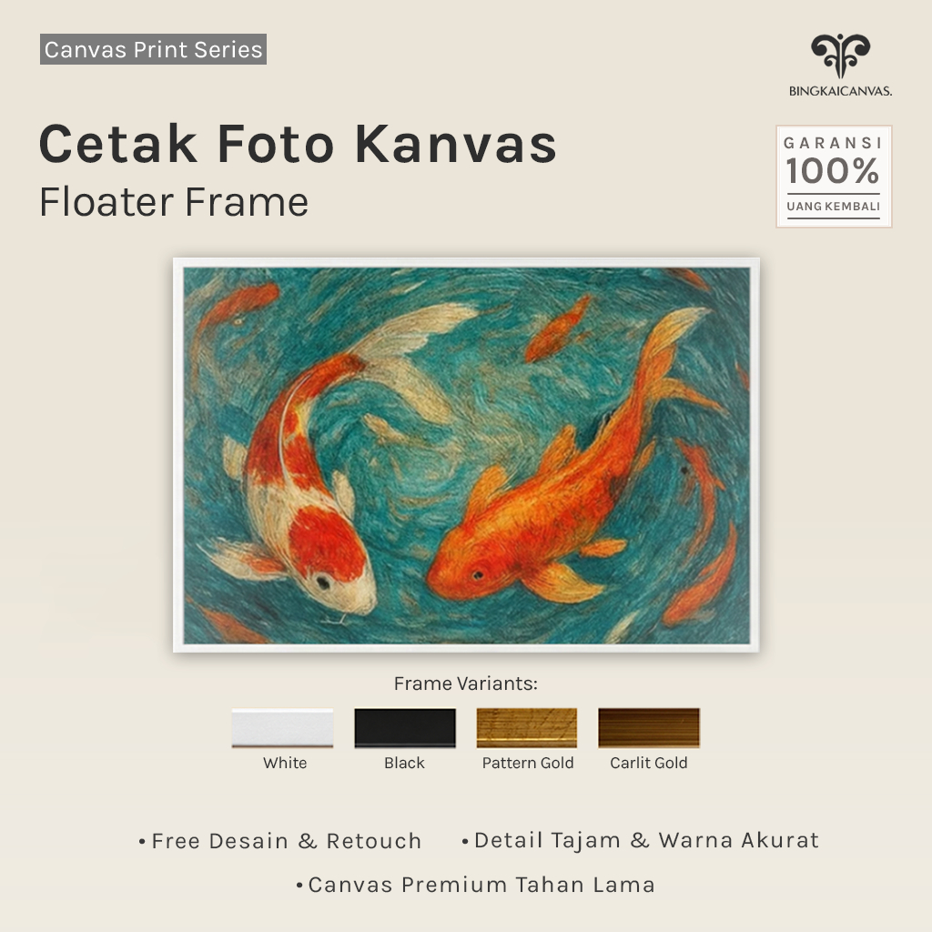 Bingkaicanvas Cetak Foto Kanvas Floater Frame 10R-20R Varian Ukuran