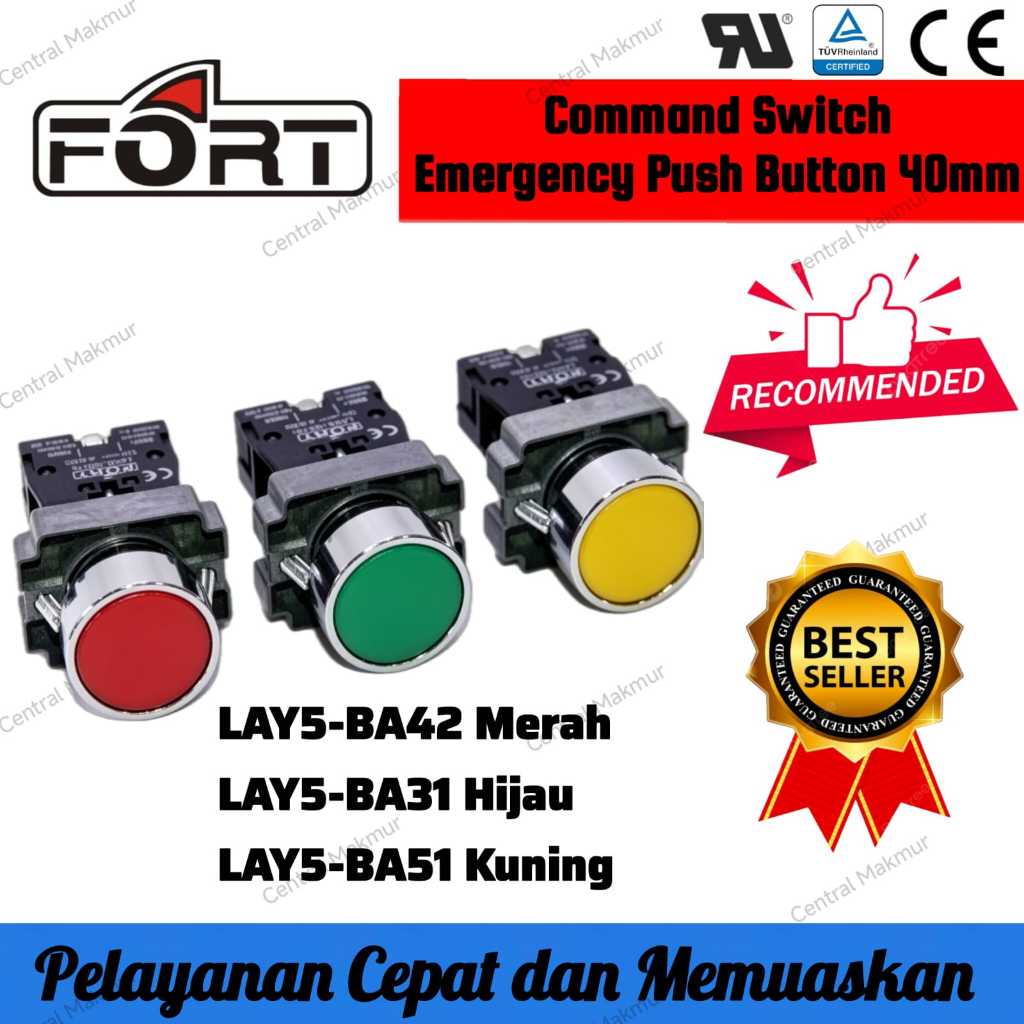 ORIGINAL FORT Push Button LAY-5 LAY5-BA Series Push Button merek FORT LAY5-BA42 Merah LAY5-BA31 Kuni