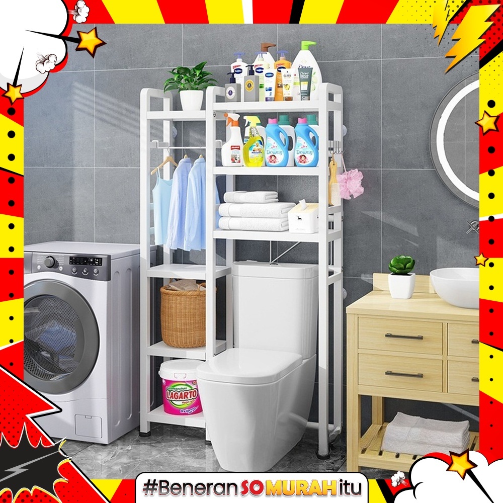 Rak Besi Kamar Mandi Toilet Serbaguna Rak Laundry Penyimpanan Handuk Detergen Organizer