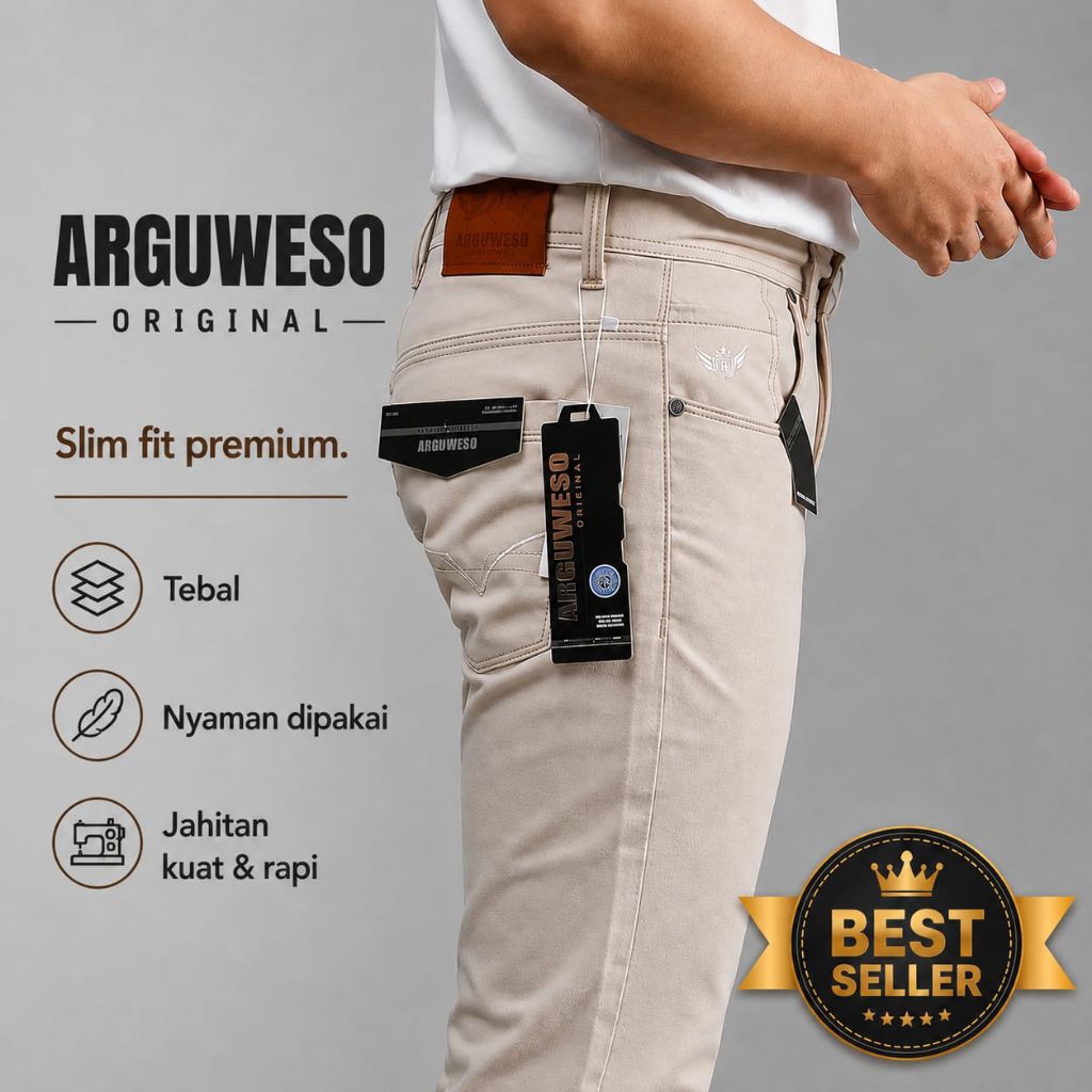 CELANA KANVAS PANJANG PRIA SLIM FIT BRAND ARGUWESO ORIGINAL