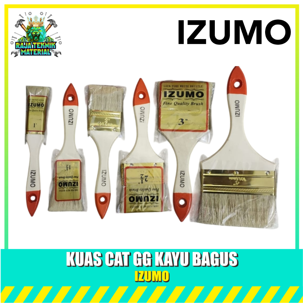 [PER 1 LUSIN] IZUMO KUAS CAT GAGANG KAYU BAGUS | BULU TEBAL | TAHAN LAMA