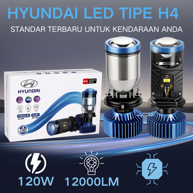 HYUNDAI H4 Lampu LED 12000 Lumens 120W Super Terang untuk Semua Kendaraan