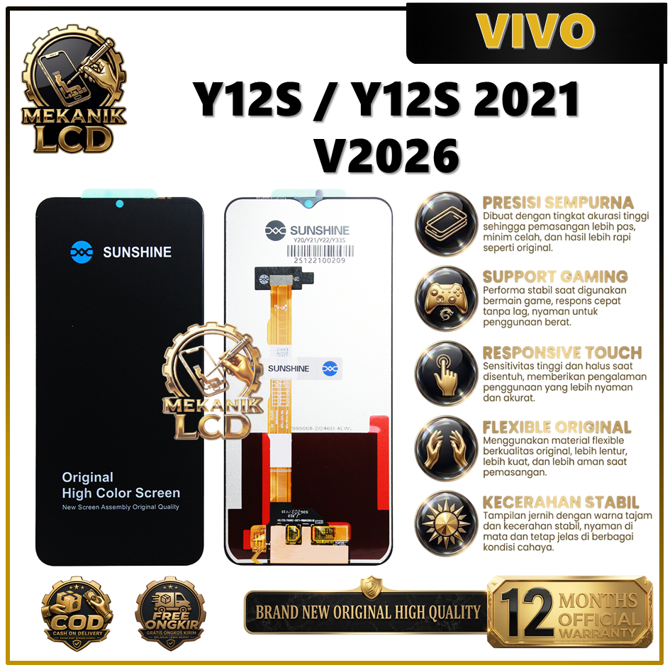 LCD TOUCHSCREEN VIVO Y12S / Y12S 2021 / V2026 COMPLETE 100% ORIGINAL