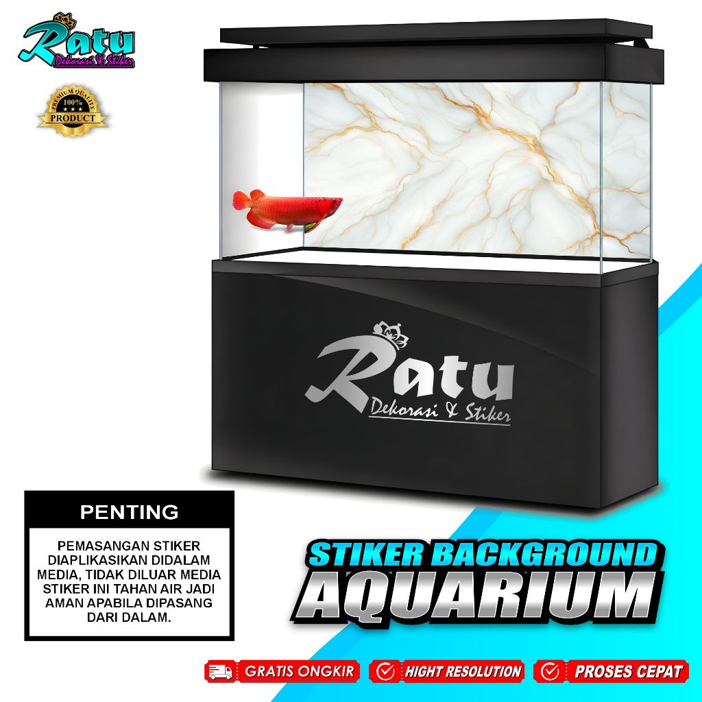 AQ004-STIKER WALLPAPER QUARIUM AQUASCAPE MOTIF MARMER/STIKER KACA AQUARIUM BACK GROUN AQUARIUM