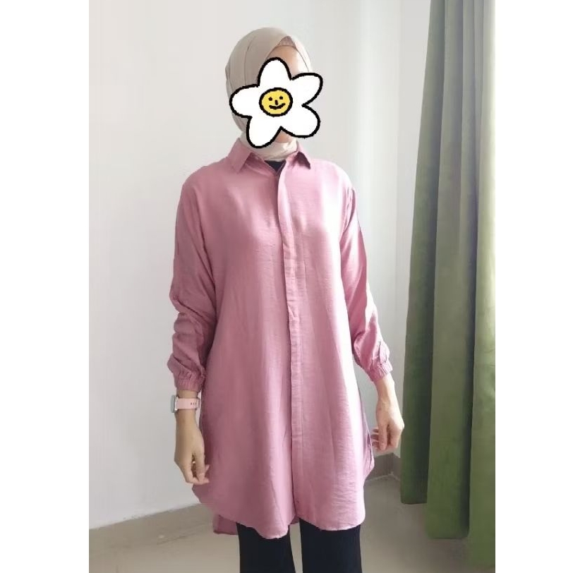 Kemeja Tunik Pink Wanita