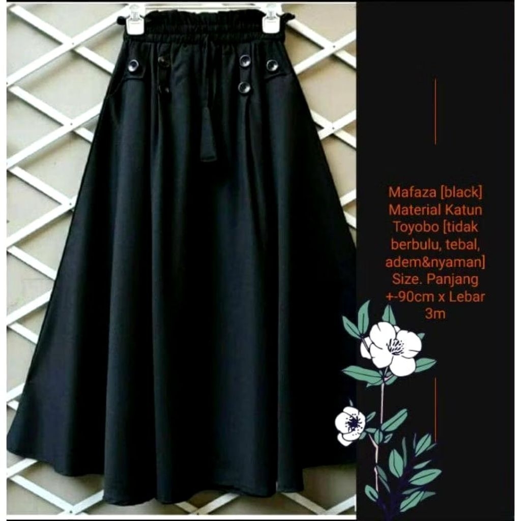 ROK PAYUNG PANJANG KATUN TOYOBO PREMIUM ROK WANITA ROK MURAH HITAM