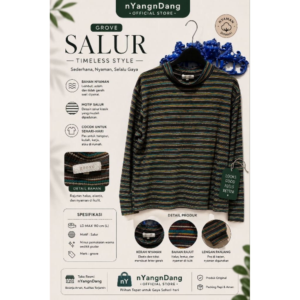 PL nYangnDang | sweater baju lengan panjang | kaos wanita | rajut | salur |atasan wanita