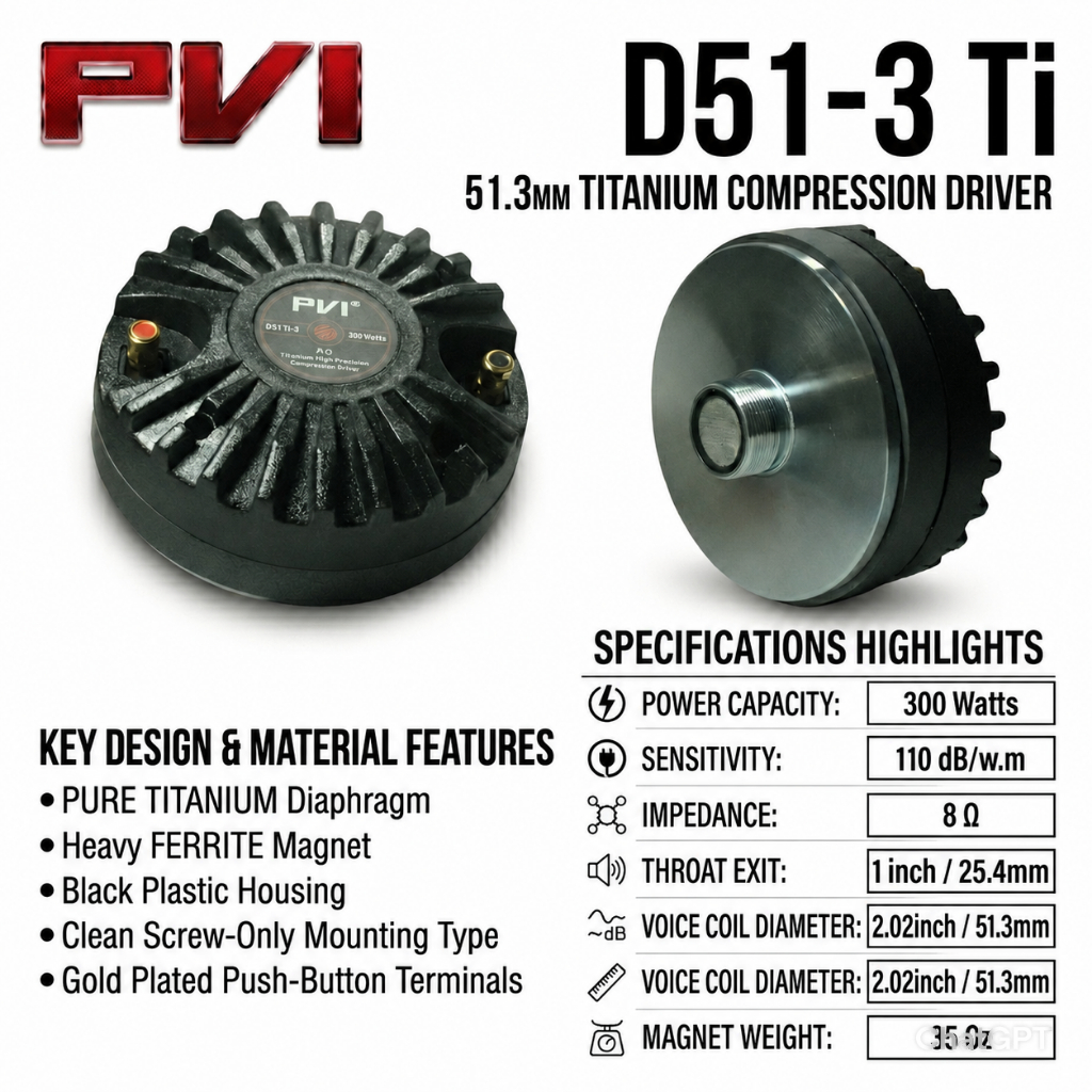 PVI D51-3 Ti Compression Driver / Titanium Tweeter