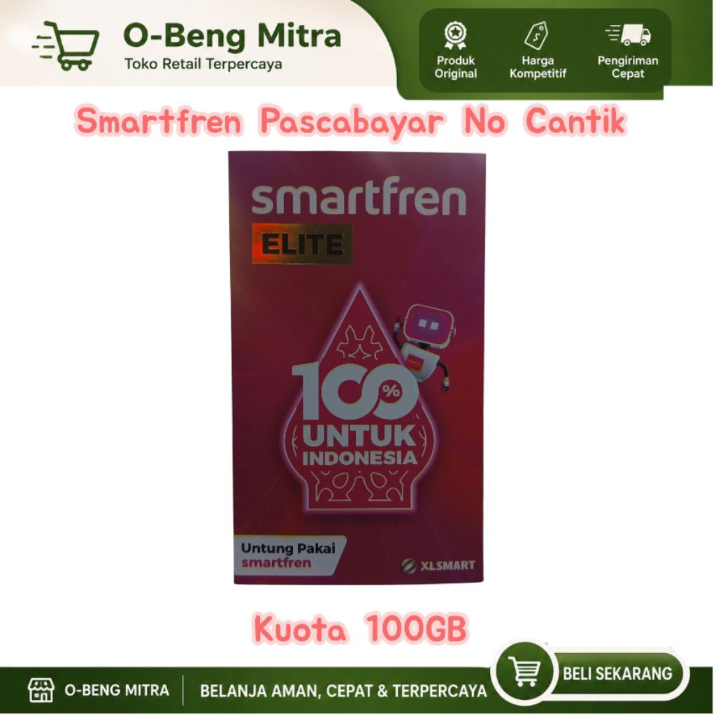 Smartfren Pascabayar Elite Nomor Cantik Kuota 100GB Kartu Perdana Original