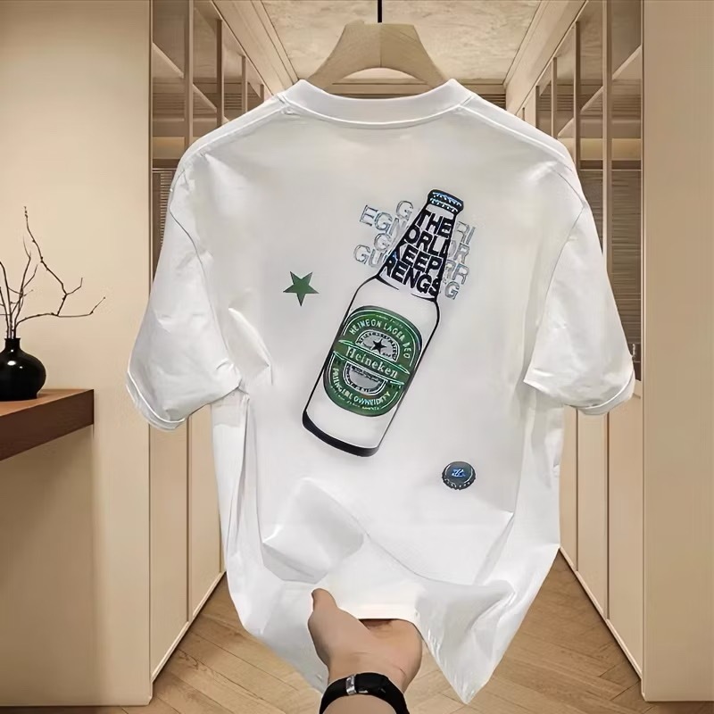 COD Kaos & Kemeja Heineken Beer Edition - Kaos Polo Putih dengan Motif Botol Bir Heineken, Desain Ka